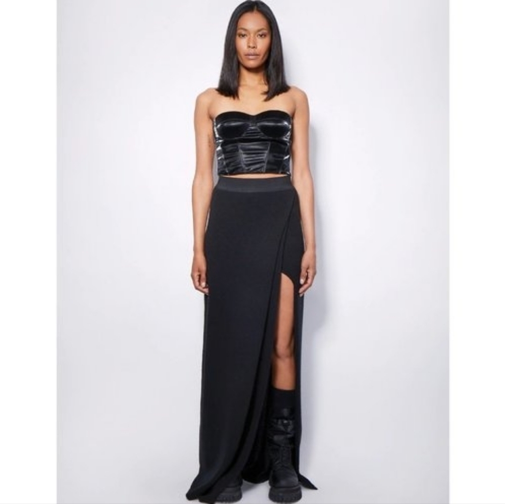 RtA Aubree Black Strapless Maxi Top